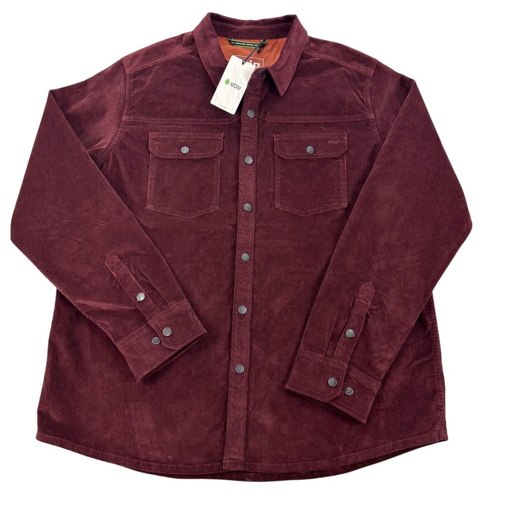 Stio Saratoga Cord Shirt Men 2XL Red Corduroy Lined Snap Casual Outdoor NEW $139